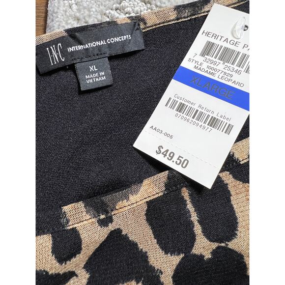 Sexy Sheer Mesh Puff Sleeve X-Large TOP Animal Print Blouse INC. XL Cheetah NEW - Picture 2 of 7